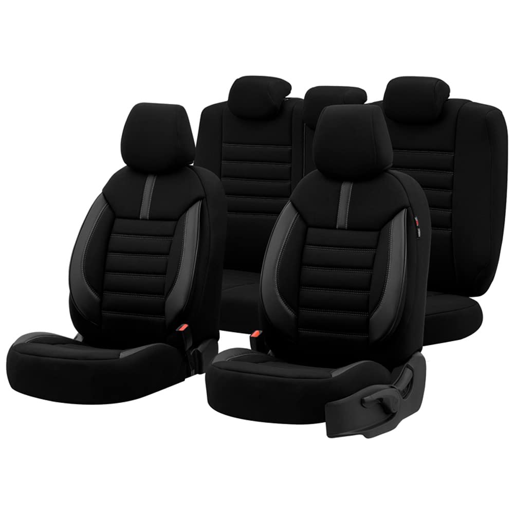 otoM Universelle Stoff/Leder Sitzbezüge 'Limited' Schwarz + Graue Nähten- 11-Teilig- - kompatibel mit Side-Airbags otoM Universelle Stoff/Leder Sitzbezüge 'Limited' Schwarz + Graue Nähten- 11-Teilig- - kompatibel mit Side-Airbags von OtoM