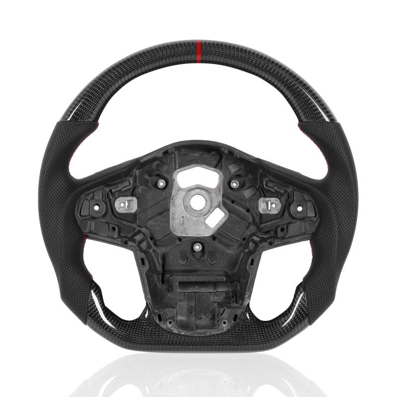 Otufan Für GR Supra A90 Lenkrad-Upgrade, 3K-Carbonfaser-Nappa, Perforiertes Leder Mit Roten Nähten, Innenzubehör, GR Supra A90 2020–2023 von Otufan