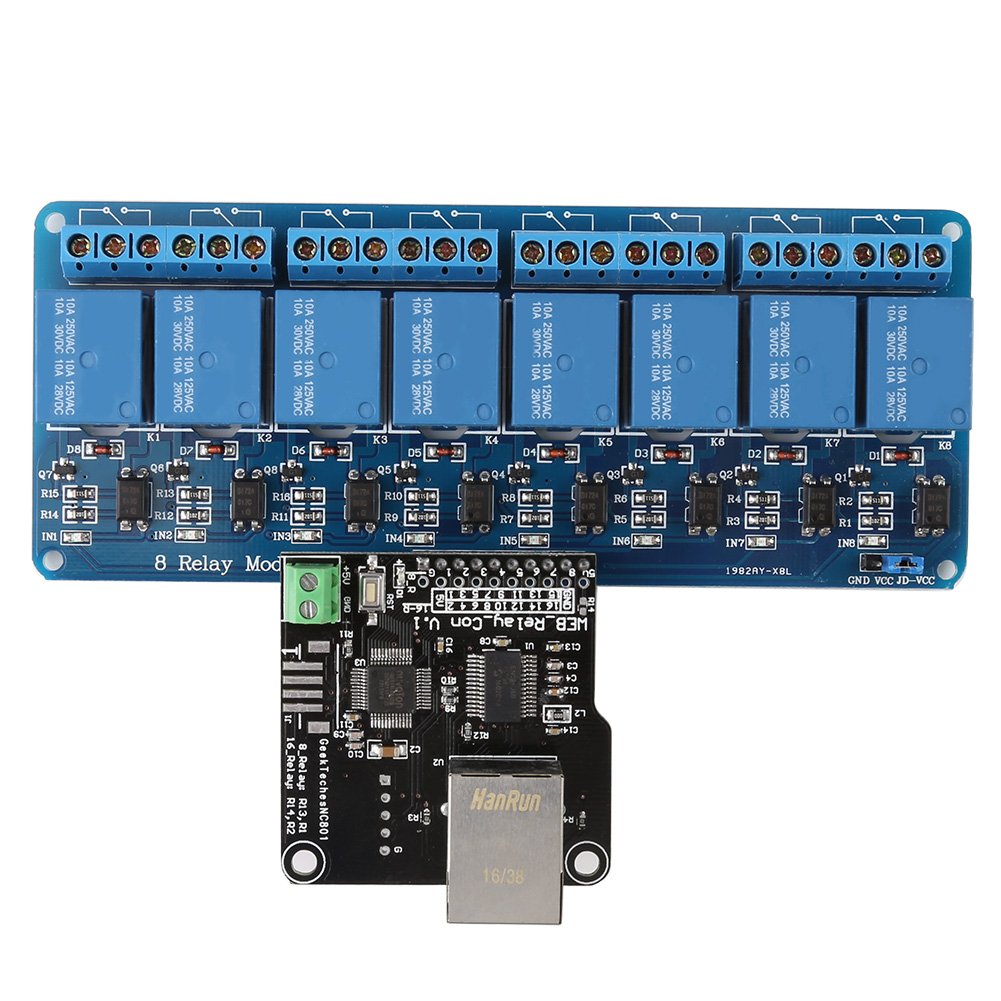 Ethernet-Steuermodul LAN WAN-Netzwerk WEB-Server RJ45-Port und 8-Kanal-Relais-Controller-Karte Ethernet-Steuermodul LAN WAN-Netzwerk WEB-Server RJ45-Port und 8-Kanal-Relais-Controller-Karte von Oumefar