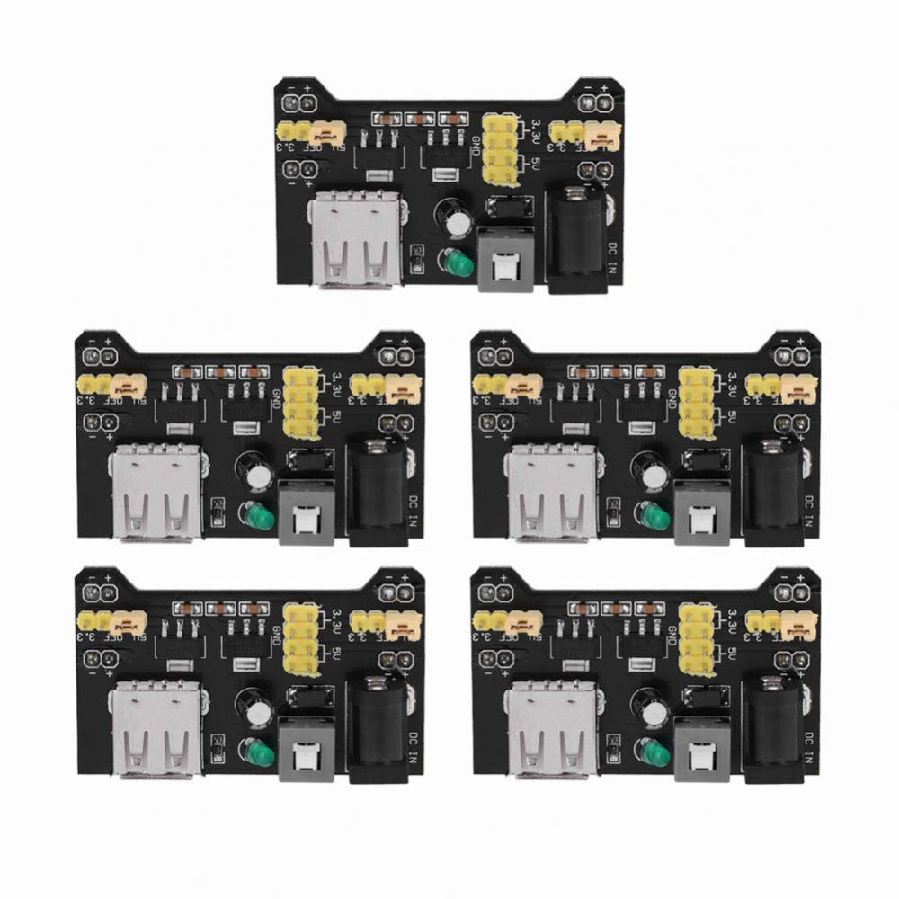 Oumefar 5Pcs 5V/3.3V Steckbrett-Stromversorgungsmodul Power Supply Board Modul Zweikanaliges Netzteil Breadboard Modul Prototyp für Breadboard Oumefar 5Pcs 5V/3.3V Steckbrett-Stromversorgungsmodul Power Supply Board Modul Zweikanaliges Netzteil Breadboard Modul Prototyp für Breadboard von Oumefar