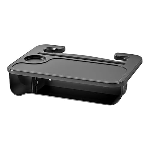 Outsovel Auto Lenkrad Tray Tisch mit Aufbewahrungsbox, 2 in 1 Auto Lenkrad Schreibtisch Tragbare Multifunktionale Auto Lenkrad Tablett passt für die meisten Fahrzeuge (Schwarz), 37.5 * 27.5cm von Outsovel