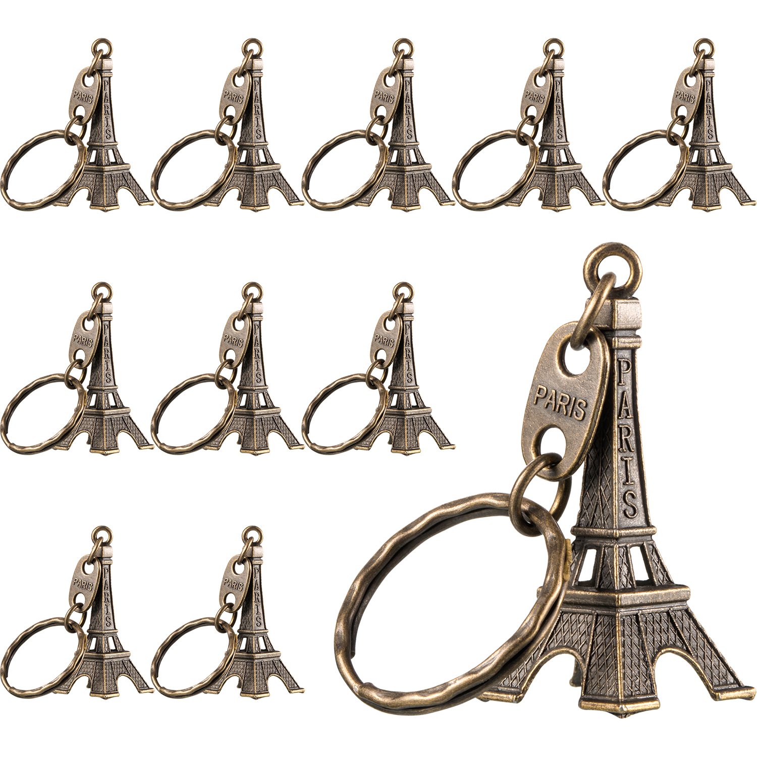 Outus 15 Stück Eiffelturm Schlüsselanhänger Retro Verzierung Französisch Souvenirs Schlüsselanhänger, Bronze, X-Large von Outus