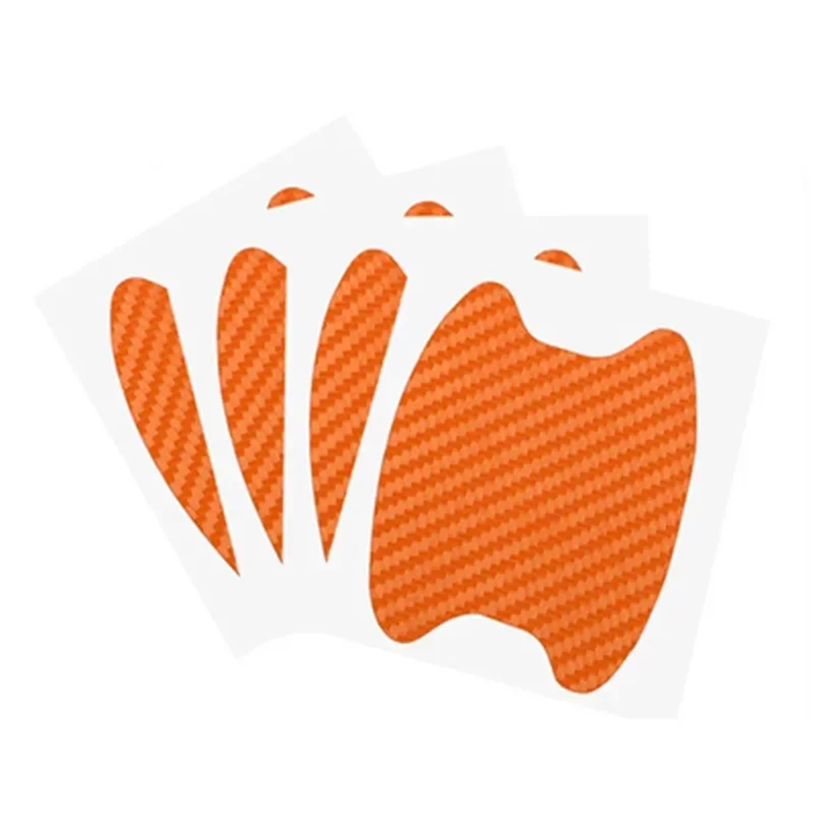 6Color 4Pcs Autotüraufkleber Kohlefaser Kratzfeste Abdeckung Autogriffschutzfolie Außenstylingzubehör(Orange) von Ouxk