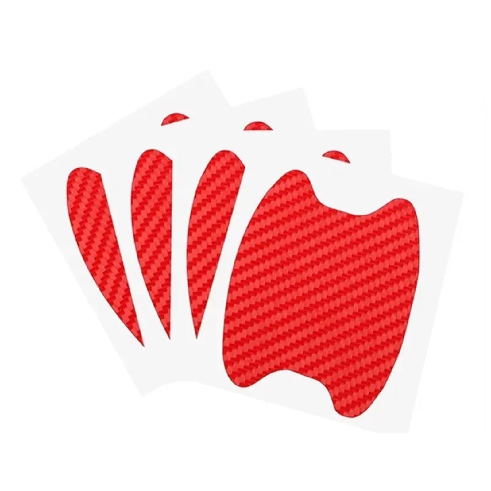 6Color 4Pcs Autotüraufkleber Kohlefaser Kratzfeste Abdeckung Autogriffschutzfolie Außenstylingzubehör(Red) von Ouxk