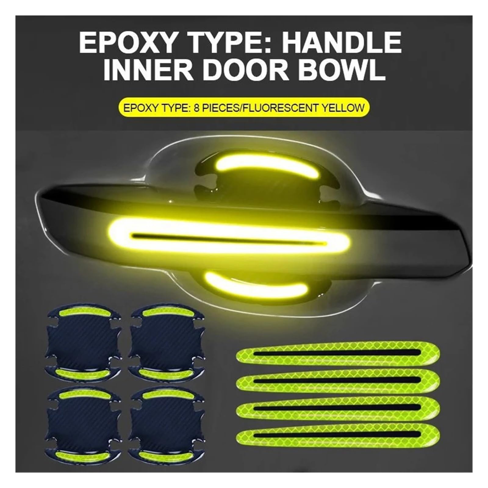8 Allzweck-3D-Carbonfaser-Kratzfeste Aufkleber Autosicherheit Reflektierende Streifen Autoaufkleber(Green 8Pcs) von Ouxk