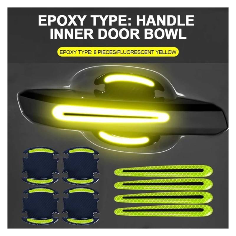 8 Allzweck-3D-Carbonfaser-Kratzfeste Aufkleber Autosicherheit Reflektierende Streifen Autoaufkleber(Green 8Pcs) von Ouxk