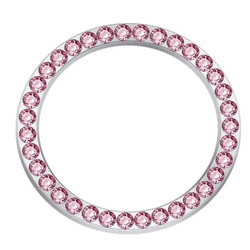 Auto Zündschlüssel Ri&ng Diamant Aufkleber for Auto Motorrad Styling Dekoration Schlüssel Kreis Taste Auto Zubehör(Pink) von Ouxk