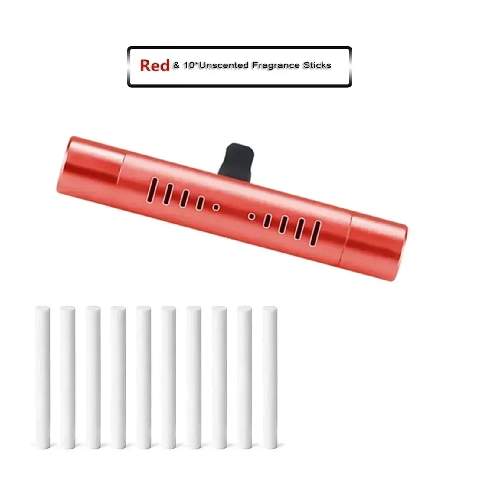 Autoduft Benutzerdefinierter Entlüftungsclip Zylindrischer Autodiffusor for Ätherische Öle Mit 10 Nachfüllstäbchen for Auto(Red) von Ouxk