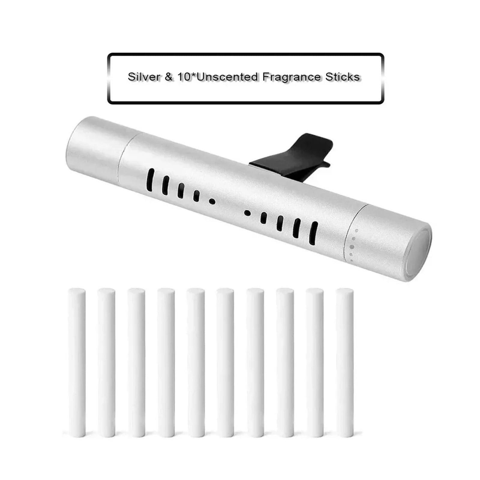 Autoduft Benutzerdefinierter Entlüftungsclip Zylindrischer Autodiffusor for Ätherische Öle Mit 10 Nachfüllstäbchen for Auto(White) von Ouxk