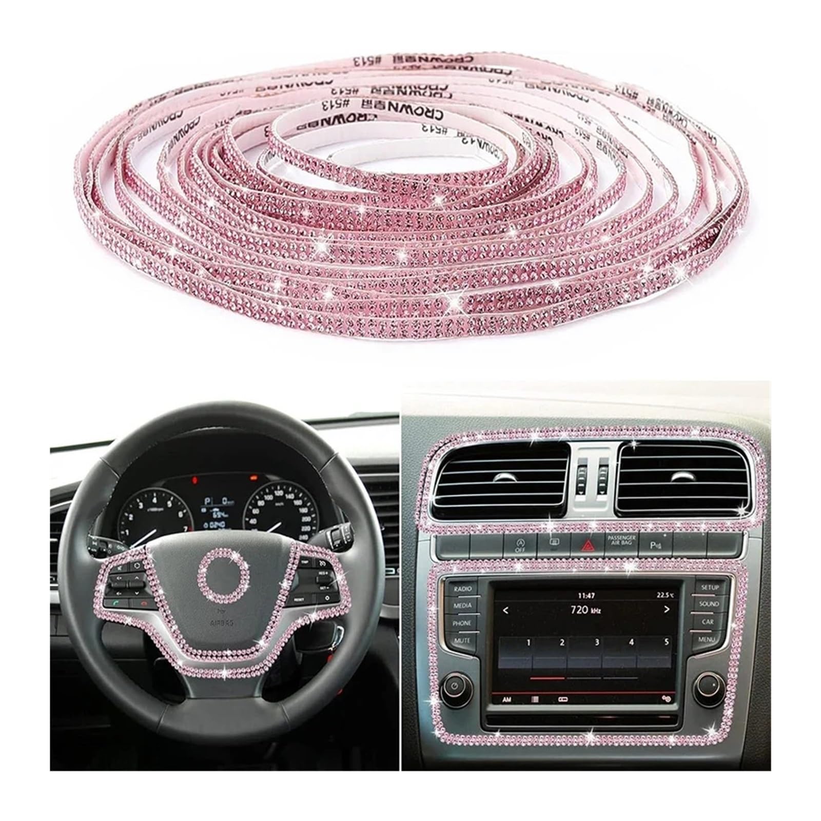 Pi-nk Bling Autoverkleidung, Selbstklebend, 5,9 M, Strass-Autoinnenausstattung for Frauen, Auto-Kristalltüraufkleber Pi-nk Bling Autoverkleidung, Selbstklebend, 5,9 M, Strass-Autoinnenausstattung for Frauen, Auto-Kristalltüraufkleber von Ouxk