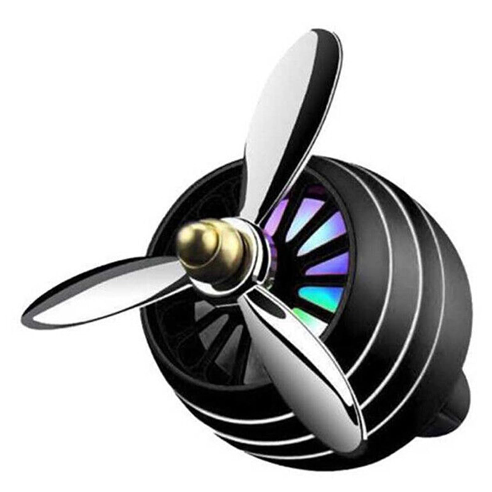 Rotierender LED-Duftspender, Duft-Auto-Propeller, Luftauslass, 3-Blatt-Ventilator, Auto-Diffusor for Die Entlüftung(Black) von Ouxk