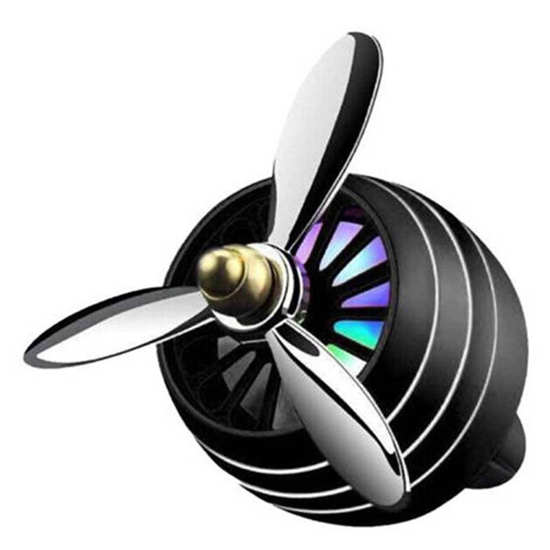 Rotierender LED-Duftspender, Duft-Auto-Propeller, Luftauslass, 3-Blatt-Ventilator, Auto-Diffusor for Die Entlüftung(Black) von Ouxk