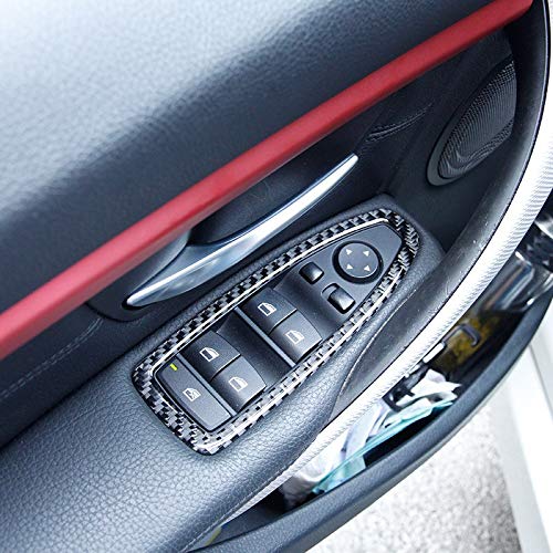 OuyOo 4 Stück echte Kohlefaser Auto Innenraum Fenster Lift Button Frame Trim Aufkleber für BMW 3er 4er Serie F30 F35 2013–2019 Zubehör von OuyOo
