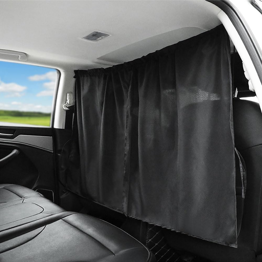 Auto-Trennvorhänge, Sonnenschutz für Reisen, Nickerchen, Nacht, Auto, Camping, abnehmbar, einfacher Vorhang (schwarz, 1 Stück) von Ovege