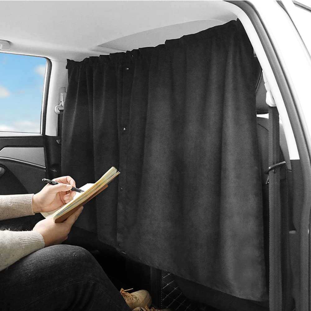 Ovege Auto-Trennvorhänge, Sonnenschutz (99% Blickdicht, Upgrade-Version), für Reisen, Nickerchen, Nacht, Auto, Camping, Abnehmbarer, einfacher Vorhang (schwarz, dick) von Ovege