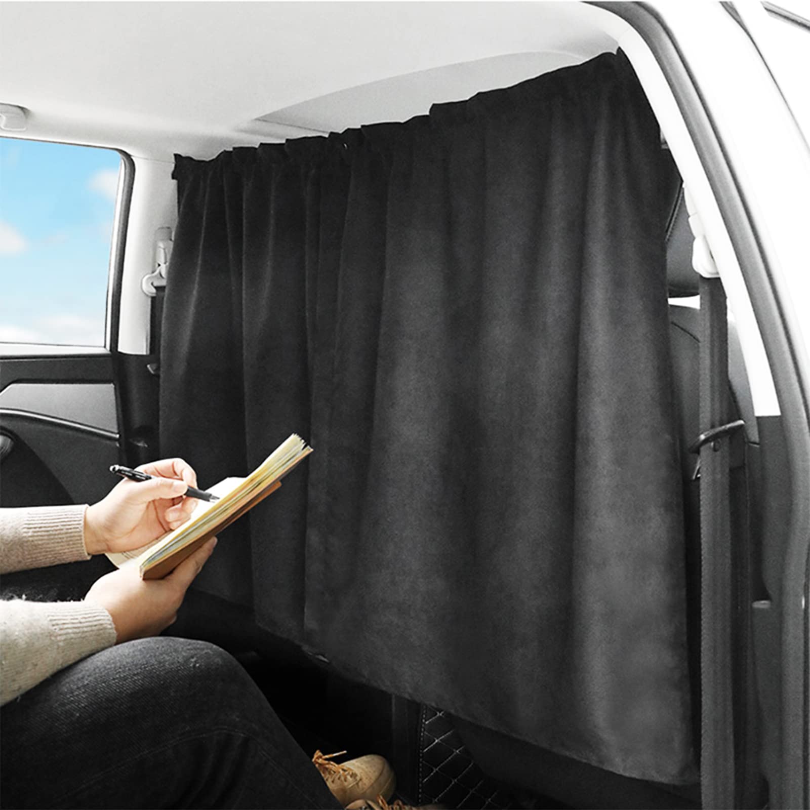 Ovege Auto-Trennvorhänge, Sonnenschutz (99% Blickdicht, Upgrade-Version), für Reisen, Nickerchen, Nacht, Auto, Camping, Abnehmbarer einfacher Vorhang von Ovege