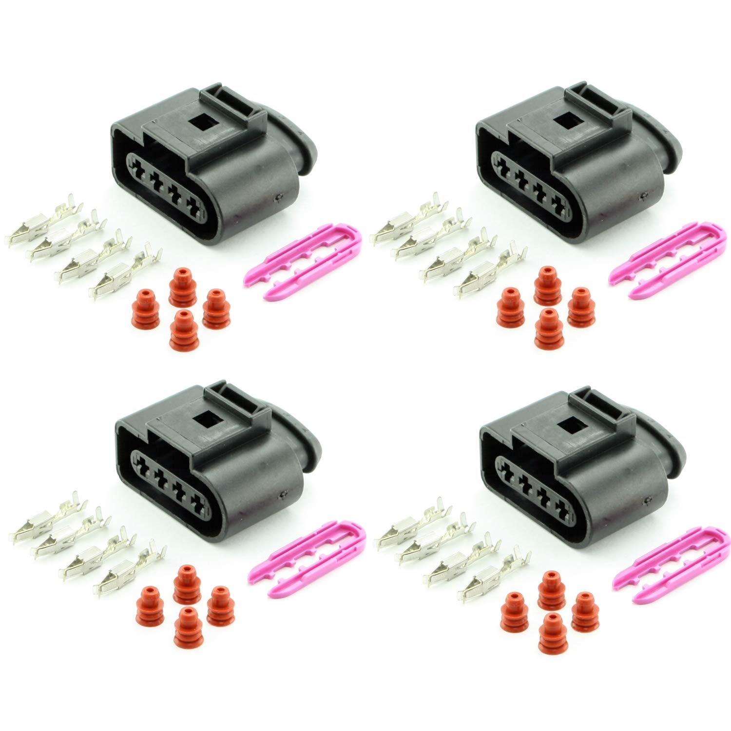 Overdrive-Racing 4x Reparatur Ersatz Stecker 4 Polig Reparaturstecker Buchse Repair Plug Passend Für 1J0973724 1J0 973 724 von Overdrive-Racing