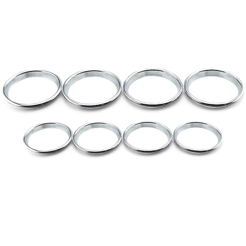 Overdrive-Racing 8X Lüftungsringe Innen Außen Blenden Alu Silber Lüftungsdüsen Ringe Abdeckung Passend Für A3 S3 RS3 Q2 von Overdrive-Racing