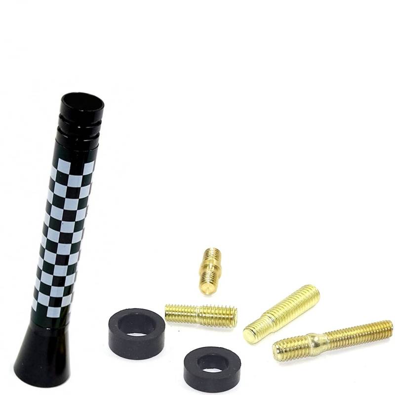 Overdrive-Racing Antenne Dach Stabantenne Start-Ziel Flagge klein Kompatibel Mit Mini Cooper S ONE Cabrio Clubman Coupe Countryman Roadster von Overdrive-Racing
