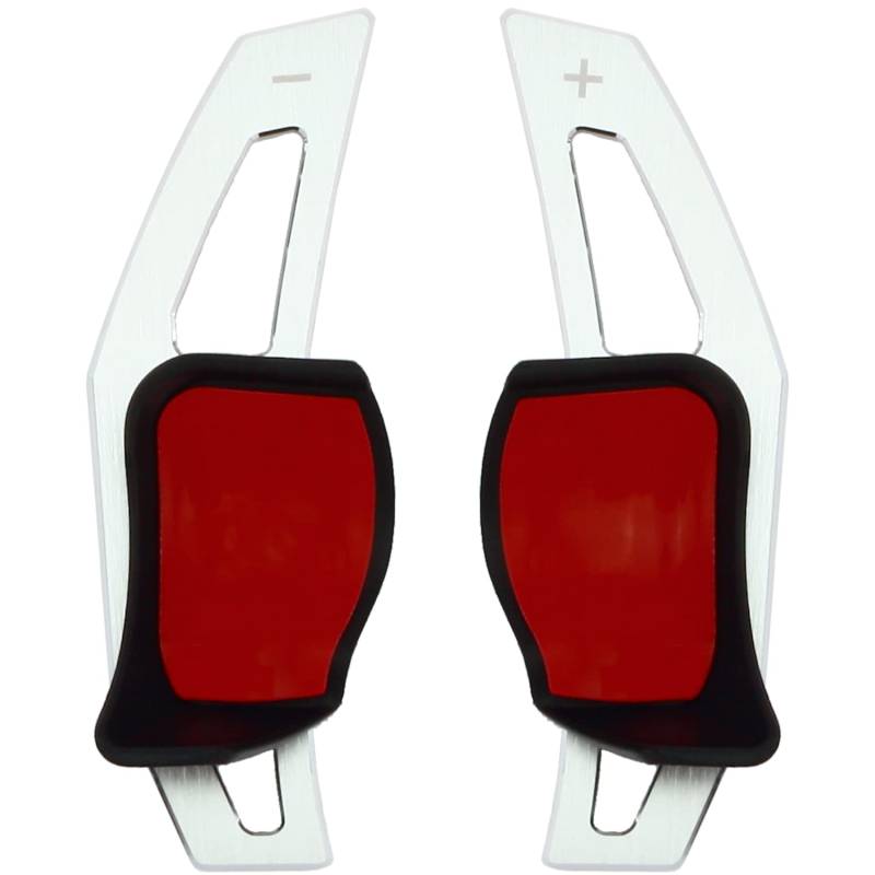 Overdrive-Racing Schaltwippen Verlängerung Kompatibel mit Skoda Fabia Karoq Kodiaq Octavia Roomster Scala Kamiq Superb bis 2020 DSG Typ-B Alu Silber Shift Paddles Shifter Extensions Lenkrad Schaltung von Overdrive-Racing