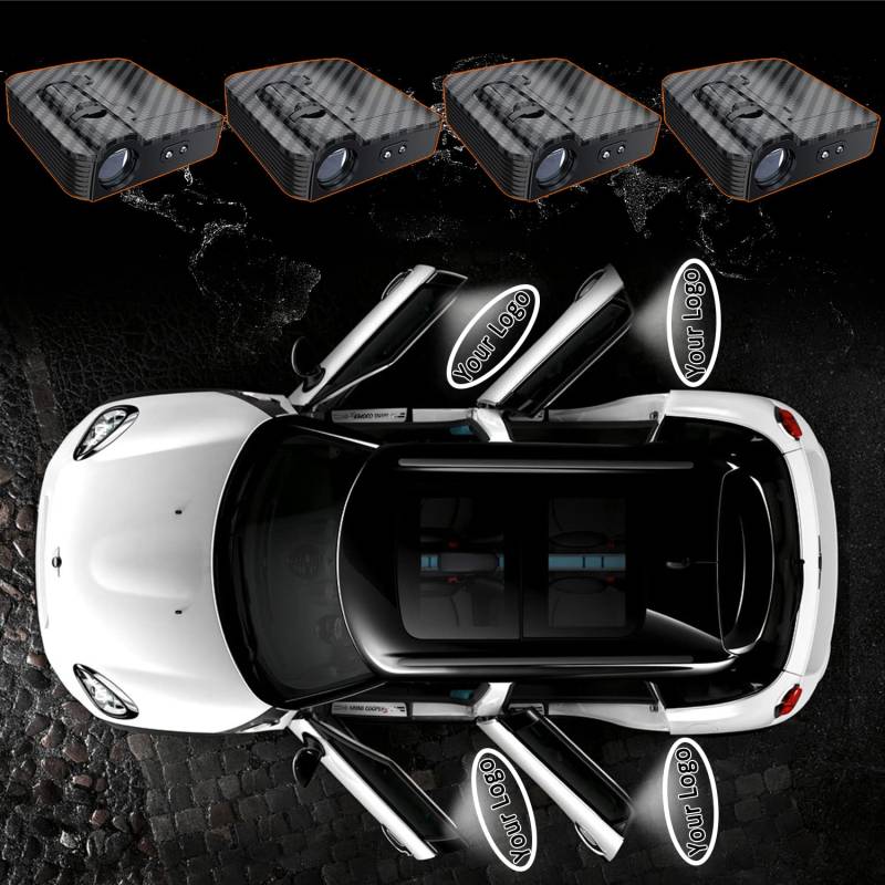 4 Stück Personalisierte Autotür Logo Licht Projektor, Verbesserte Benutzerdefinierte Autotür Willkommen Light, Drahtlose Ghost Shadow für Autotür (Light Sensing) von OvoBzhemtre