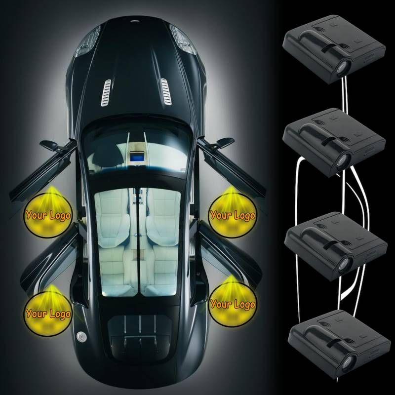 4 Stück Personalisierte Autotür Logo Projektor, Verbesserte Benutzerdefinierte Autotür Willkommen LED Light, Drahtlose Ghost Shadow für Autotür (Magnet Typ) von OvoBzhemtre