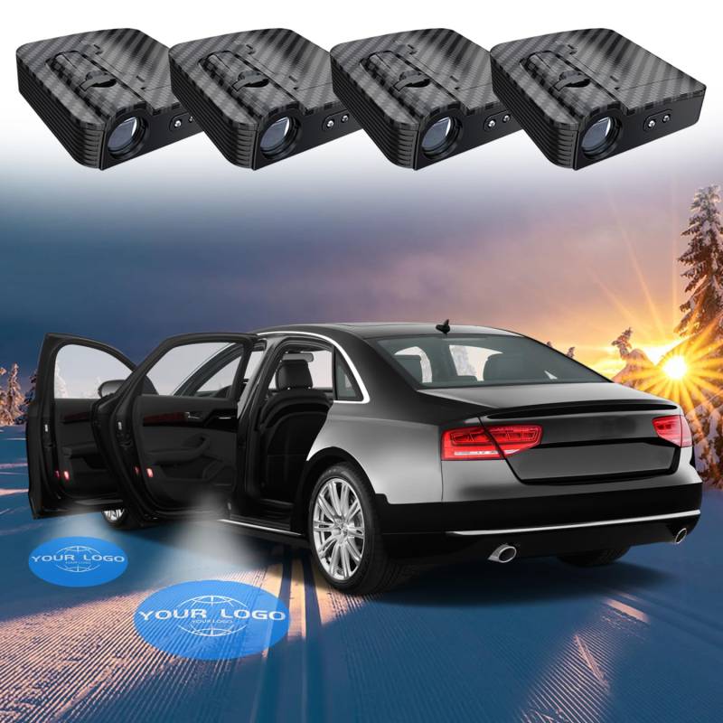 4 Stück Personalisierte HD LED TüRbeleuchtung Logo Projektor, Universal Drahtlose Autotür Logo Licht, Einstiegsbeleuchtung für Autotür (Laser Typ) von OvoBzhemtre