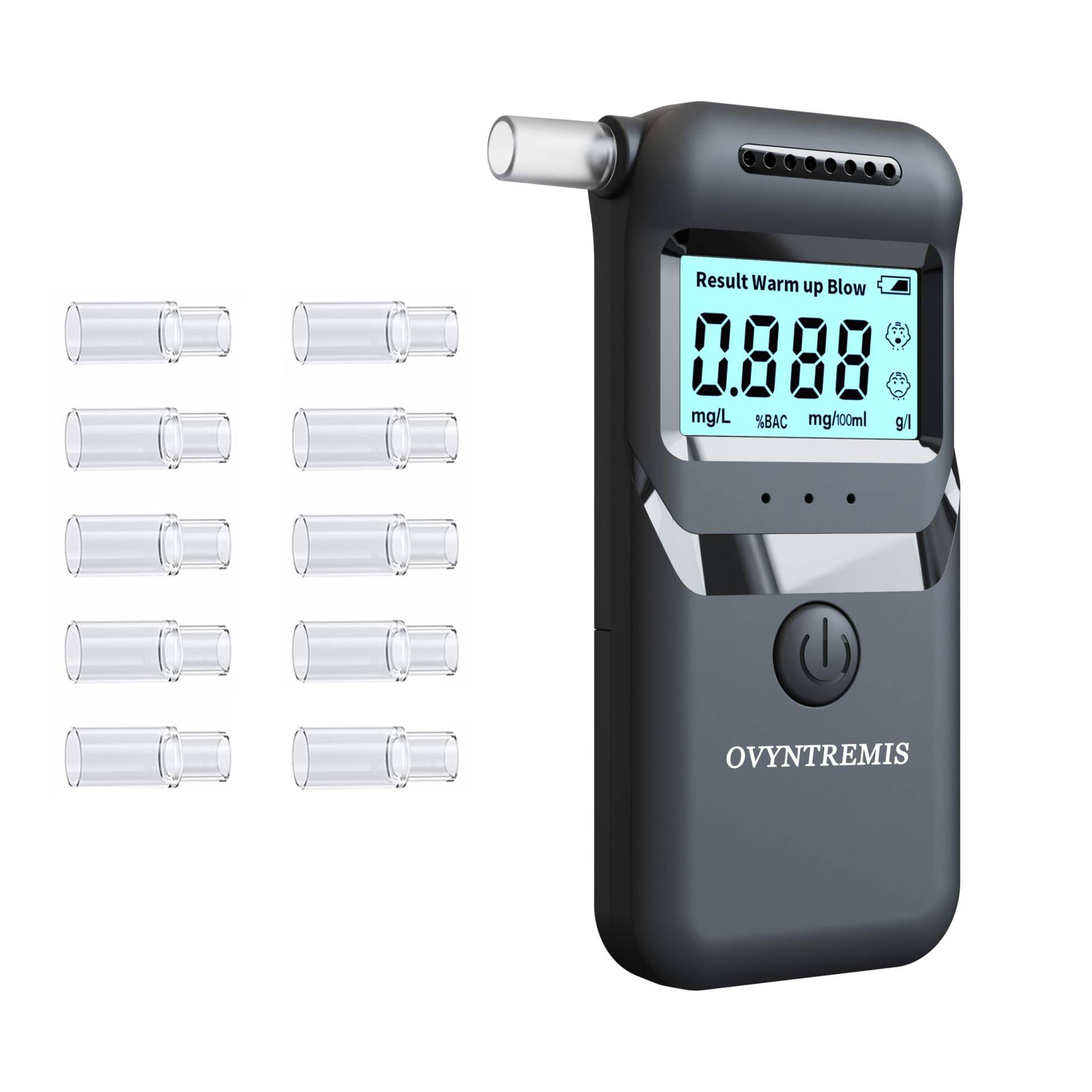 Ovyntremis Tragbarer Alkoholtester zertifiziert mit 10 austauschbaren Mundstücken, digitaler Alkoholtest mit LCD-Display, Alkoholtester für den privaten und professionellen Gebrauch Ovyntremis Tragbarer Alkoholtester zertifiziert mit 10 austauschbaren Mundstücken, digitaler Alkoholtest mit LCD-Display, Alkoholtester für den privaten und professionellen Gebrauch von Ovyntremis
