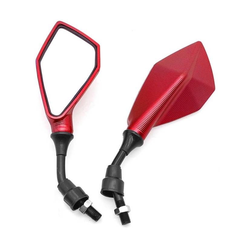 Motorrad Rückspiegel Universal Motorrad Rückspiegel ATV Rückansicht Motocross Zubehör 10mm Schraube(Red) von Oxektgb