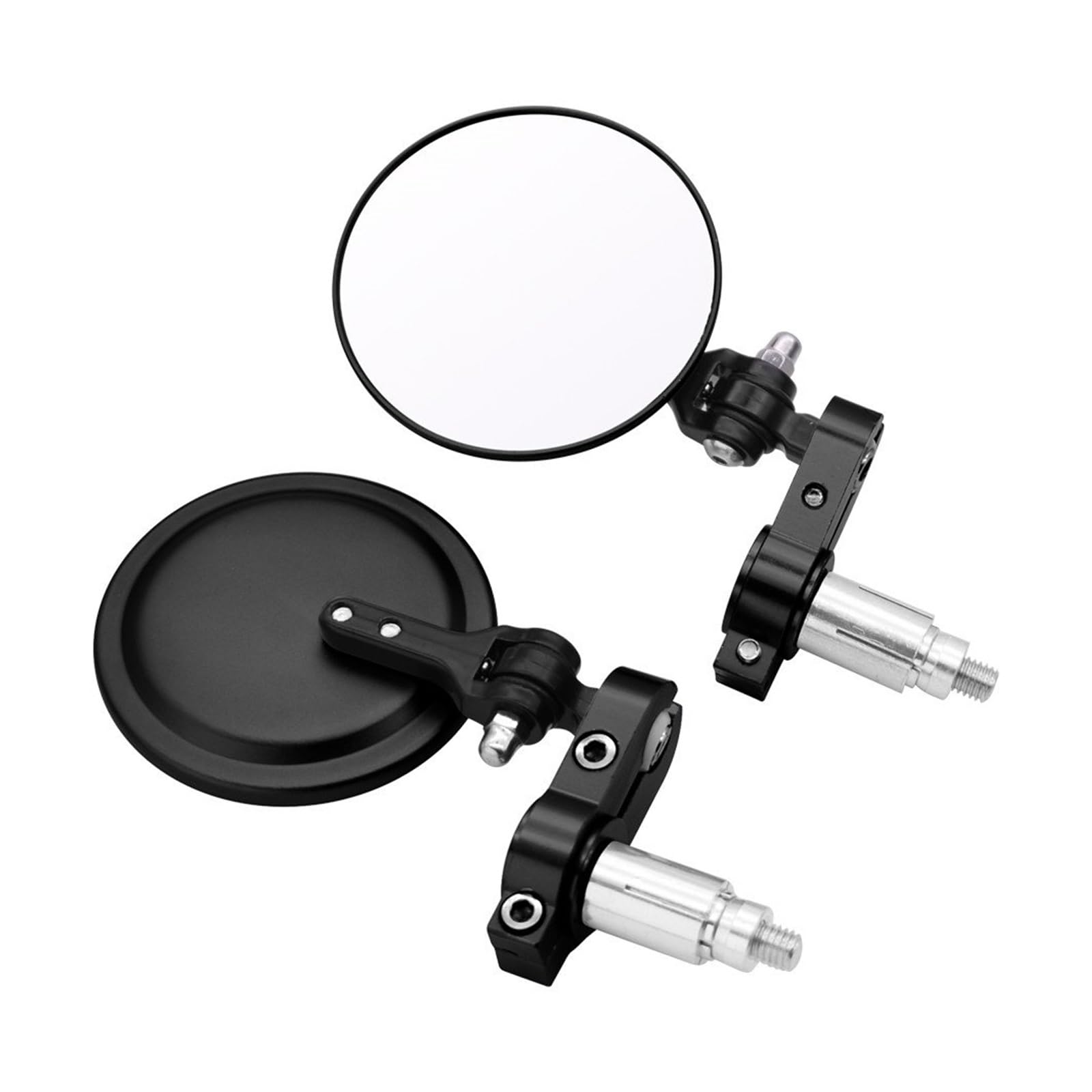 Motorrad Rückspiegel Universal Motorrad Spiegel 3 Zoll Runde Klapp Bar End Seite Spiegel(Black) von Oxektgb