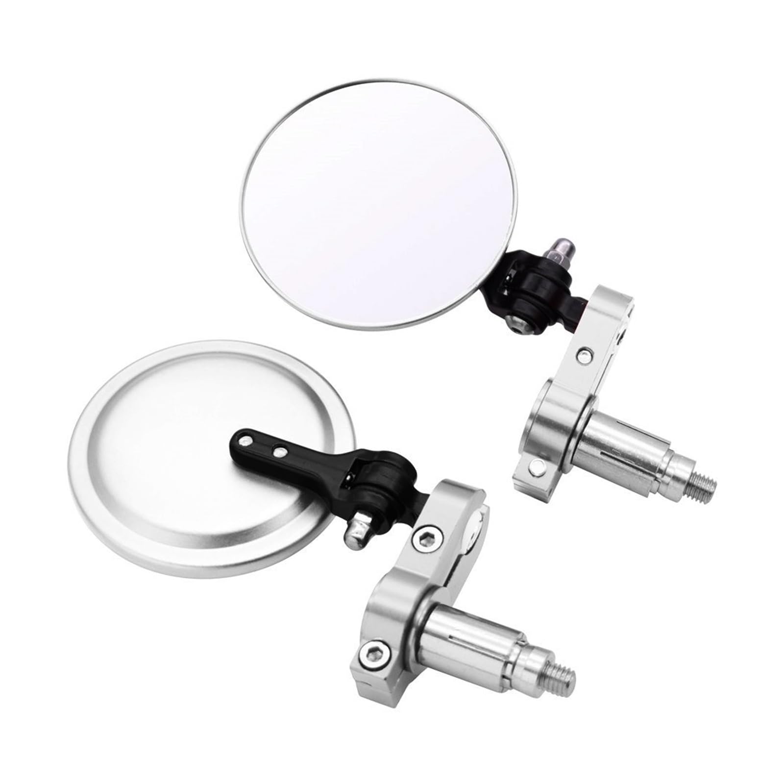 Motorrad Rückspiegel Universal Motorrad Spiegel 3 Zoll Runde Klapp Bar End Seite Spiegel(Silver) von Oxektgb
