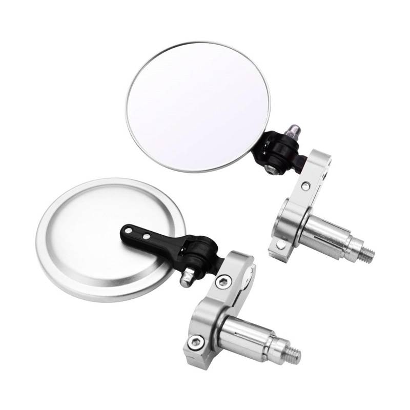 Motorrad Rückspiegel Universal Motorrad Spiegel 3 Zoll Runde Klapp Bar End Seite Spiegel(Silver) von Oxektgb