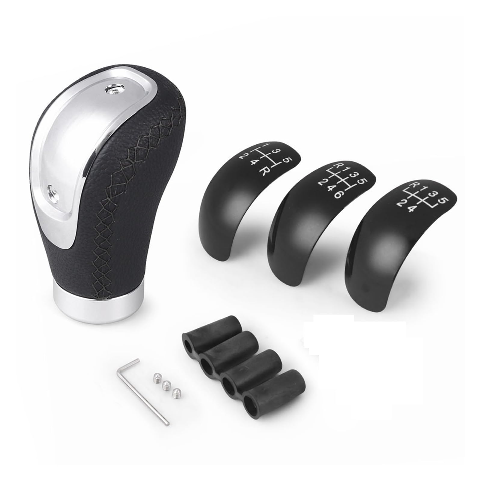Schaltknäufe 5/6 Geschwindigkeit Auto Manuelle Getriebe Stick Schaltknauf Shifter Hebel Kopf Universal Leder Auto Schalthebel(Black) von Oxektgb