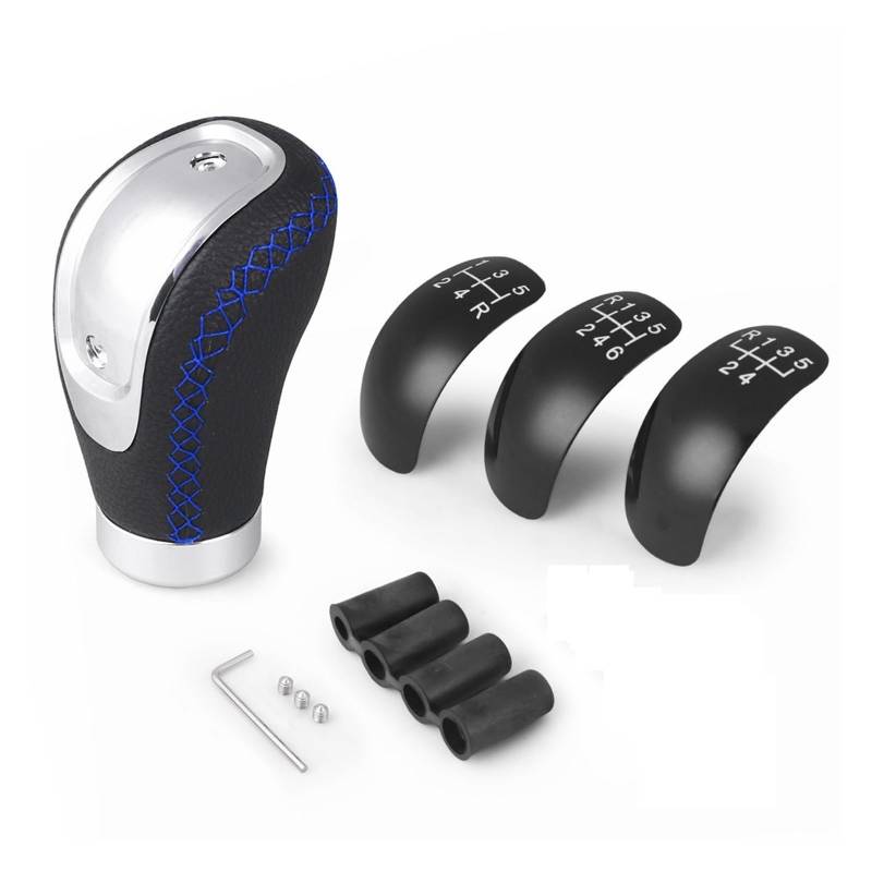 Schaltknäufe 5/6 Geschwindigkeit Auto Manuelle Getriebe Stick Schaltknauf Shifter Hebel Kopf Universal Leder Auto Schalthebel(Blue) von Oxektgb