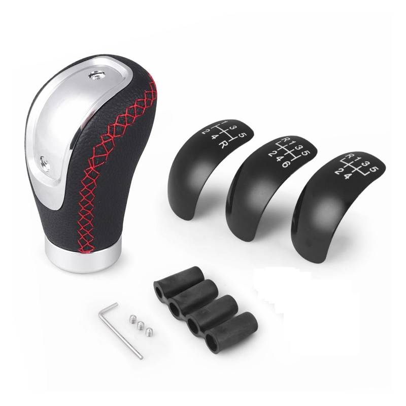 Schaltknäufe 5/6 Geschwindigkeit Auto Manuelle Getriebe Stick Schaltknauf Shifter Hebel Kopf Universal Leder Auto Schalthebel(Red) von Oxektgb