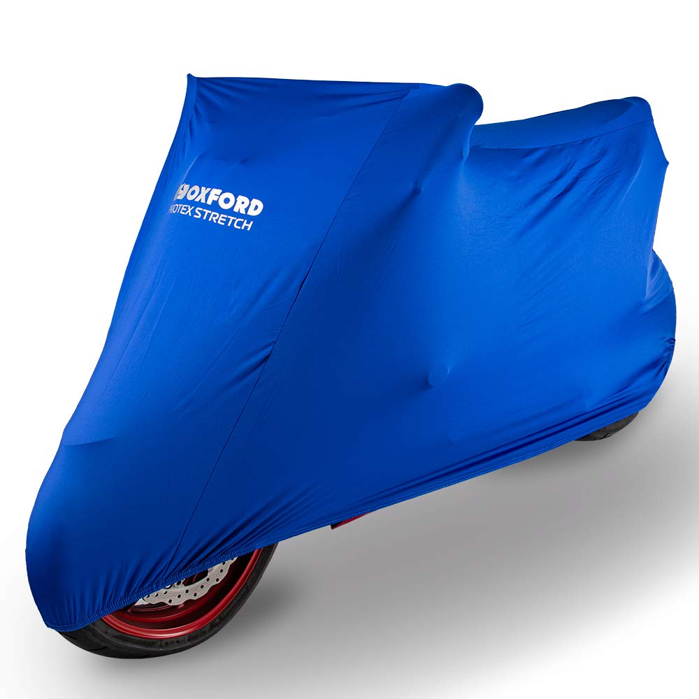 Oxford PROTEX Premium Stretch-Passform Innenraum Motorrad Abdeckung - Blau, Large von Oxford