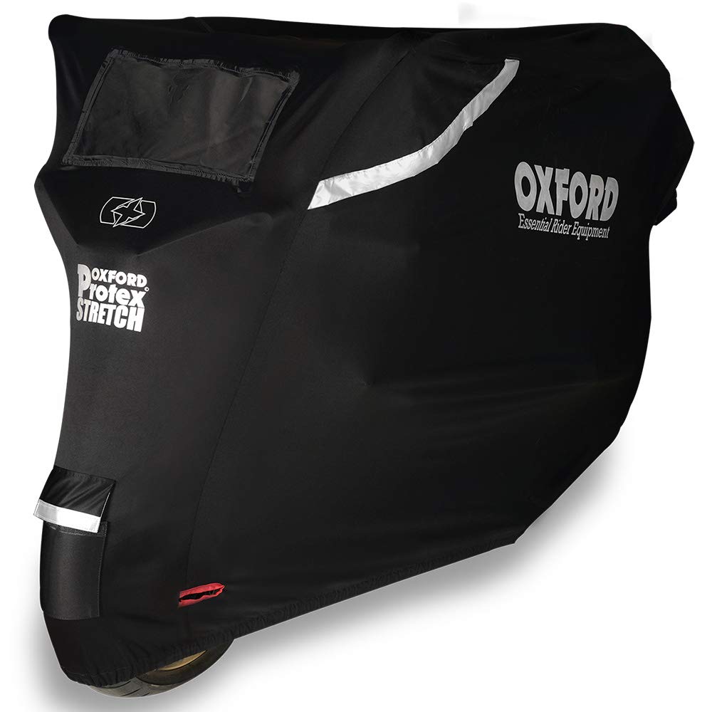 Oxford CV161 PROTEX Stretch-Passform Premium Stretch-Passform Outdoor Motorrad Abdeckung - Schwarz, Medium von Oxford
