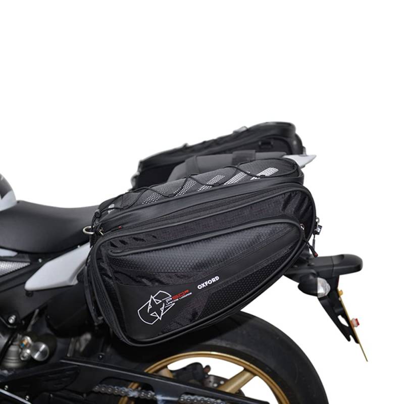 Oxford P50R 50 Liter Motorrad Panniers ol315 + Cargo Net, Schwarz, 50 l von Oxford