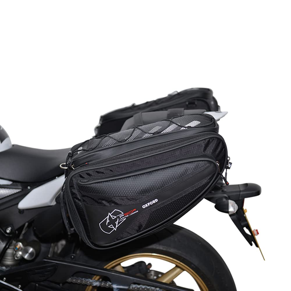 Oxford P50R 50 Liter Motorrad Panniers ol315 + Cargo Net, Schwarz, 50 l Oxford P50R 50 Liter Motorrad Panniers ol315 + Cargo Net, Schwarz, 50 l von Oxford