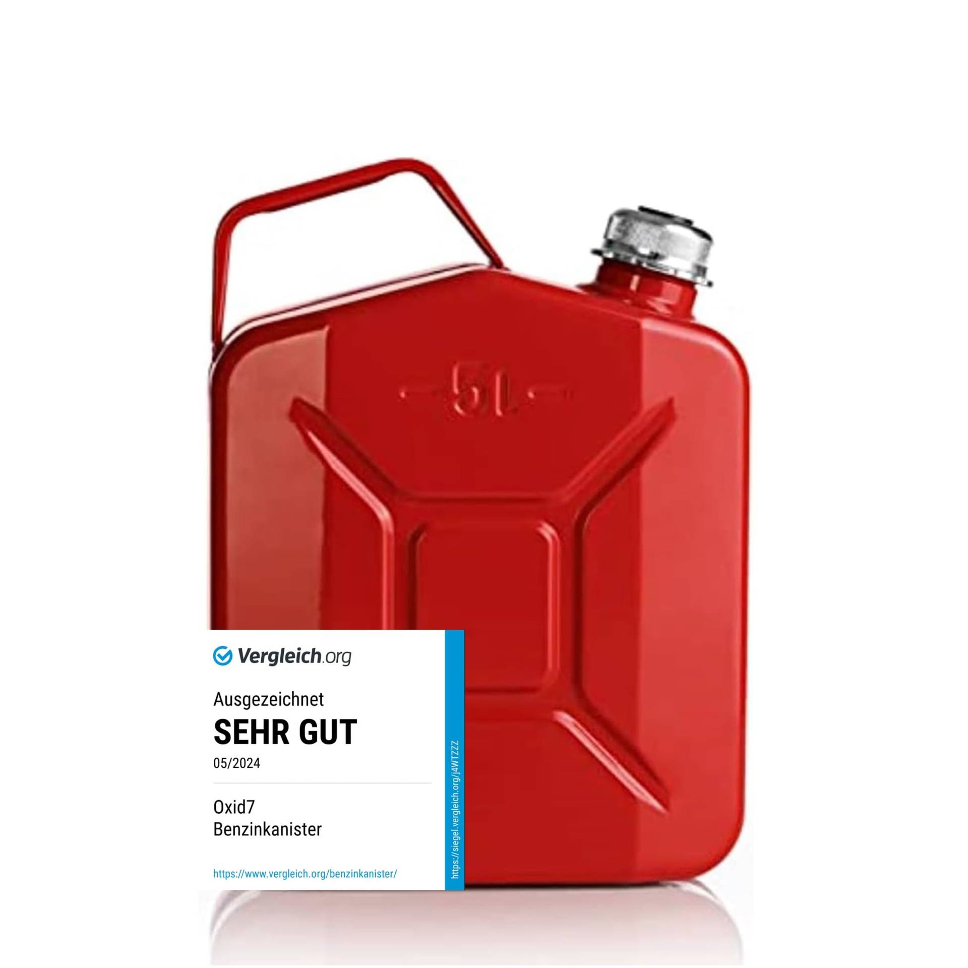 Oxid7 Kraftstoffkanister 5 Liter aus Metall mit Schraubverschluss | Benzin, Diesel & Bio-Ethanol geeignet | 5L Benzin-Kanister mit UN-Zulassung & Bauart geprüft Oxid7 Kraftstoffkanister 5 Liter aus Metall mit Schraubverschluss | Benzin, Diesel & Bio-Ethanol geeignet | 5L Benzin-Kanister mit UN-Zulassung & Bauart geprüft von Oxid7