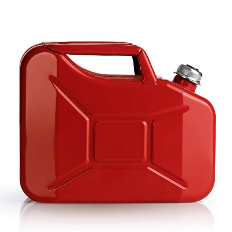 Oxid7 Kraftstoffkanister aus Metall mit Schraubverschluss | 10 Liter Benzinkanister | Benzin, Diesel & Bio-Ethanol geeignet | 10L Treibstoff Kanister mit UN-Zulassung & Bauart geprüft [Rot] von Oxid7