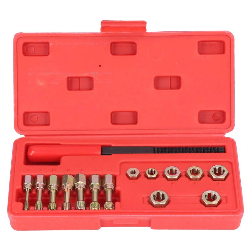 Ozgkee Thread Chaser Kit, Thread Chaser 15-teiliges Set Metric Thread Restorer Repair Tool Kit mit 7-teiliger Matrize 7-teiliger Gewindebohrer 1-teiliger Datei für Auto Metric Thread Chaser von Ozgkee