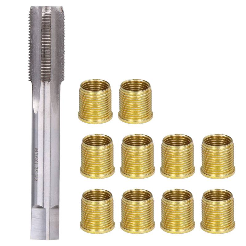 Zündkerzengewinde-Reparatursatz,Ozgkee Gewinde-Zündkerzengewinde-Reparatursätze Zündkerzengewinde-Reparaturwerkzeuge Benzinmotor Metall M14X1.25-Einsätze und M16X1.25-Hahn-Kit Zündkerzen-Reparatursatz von Ozgkee