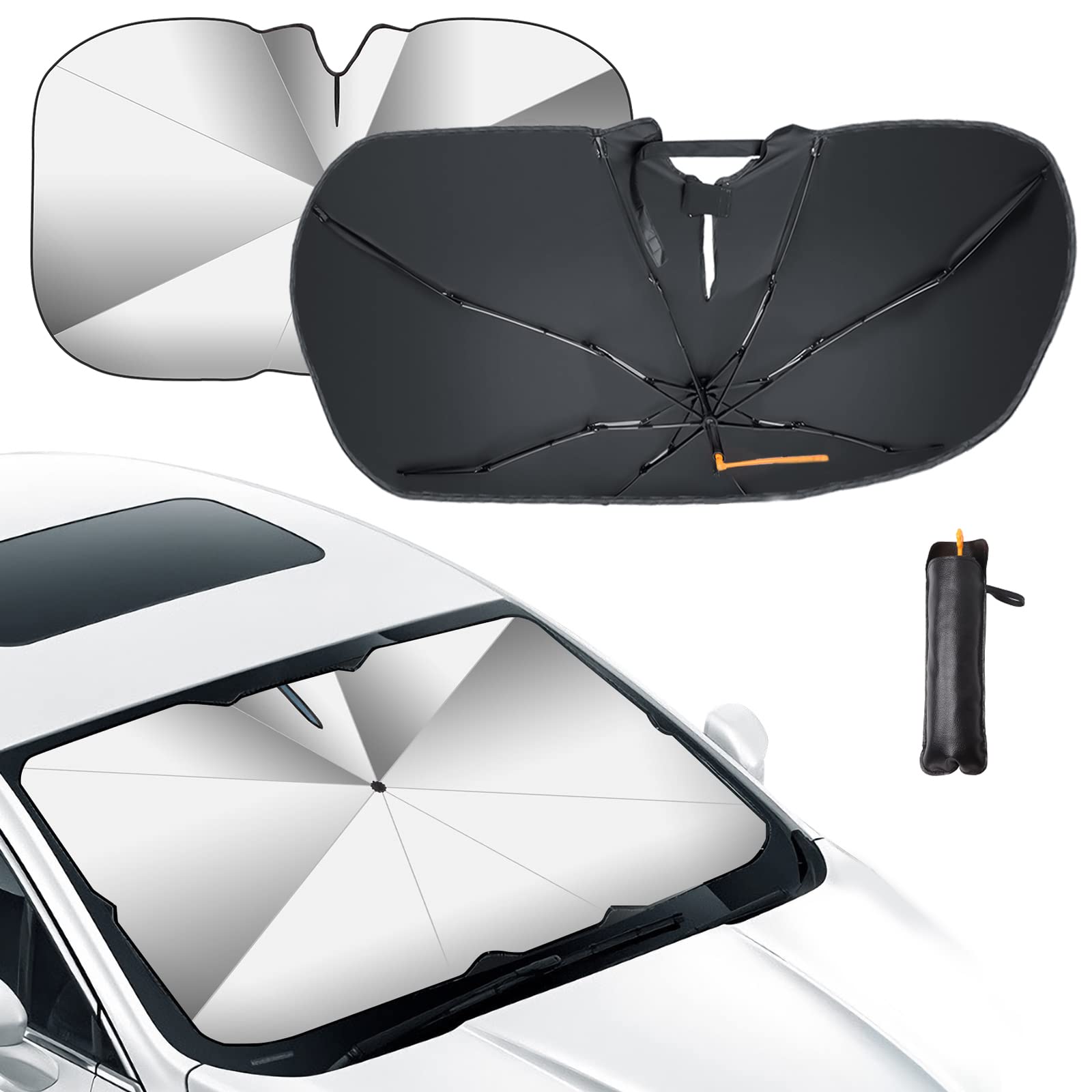 Oziral Auto Frontscheiben Sonnenschutz Front-Sonnenschutz UV-Schutz für Auto Faltbarer Frontscheiben Sonnenschutz Regenschirm Schutz mit Auto 120 * 65cm von Oziral
