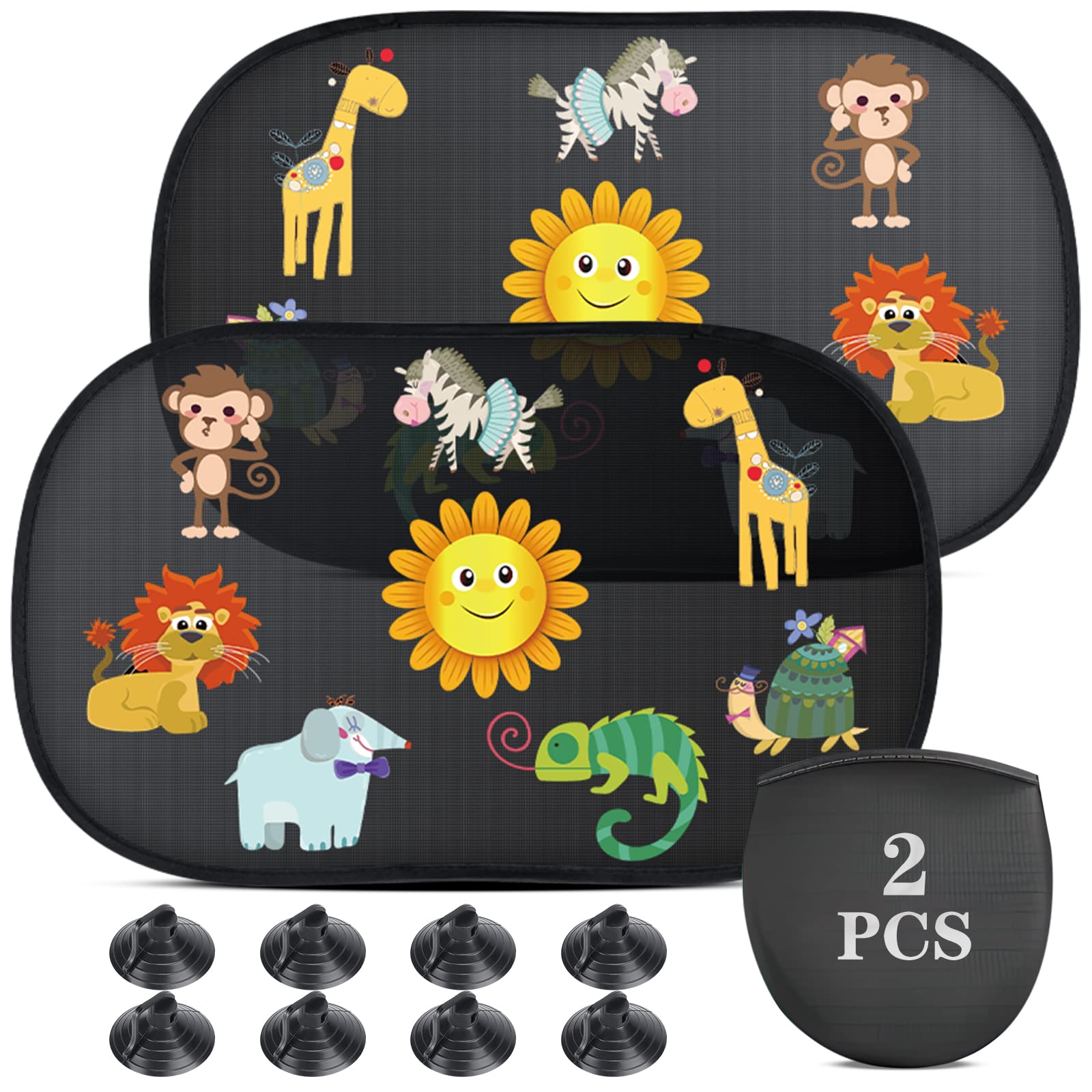 Oziral Sonnenschutz Auto Baby 2Pack mit 8 Saugnäpfen Autofenster Sonnenschutz Kinder Baby UV-Sonnenschutz Selbstklebeband PVC-Kleber Statische Sonne 51 x 31 cm(20 * 12 Zoll) von Oziral