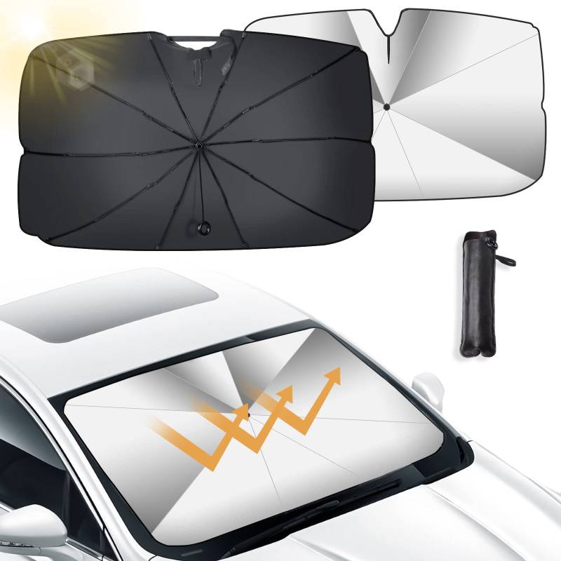 Oziral Car Windshield Sun Shade Auto Windschutzscheibe Sonnenschutz Auto Frontscheibe Sonnenschirm UV-Schutz Faltbar Schutz mit Auto Sonnenblende UV-Blockierung 73cm*130cm (29 * 51in) von Oziral