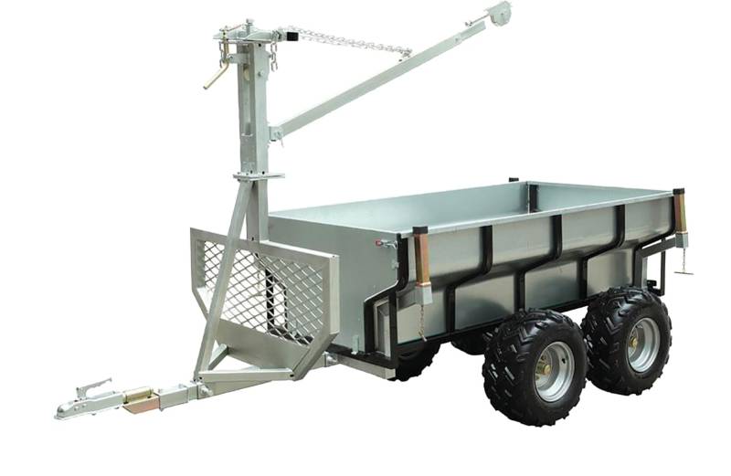 P. Lindberg Rückewagen Forstanhänger inklusive Kran für Quads, ATV & Kleintraktor - mit Kugelkopfkupplung, 1000 kg Traglast von P. Lindberg