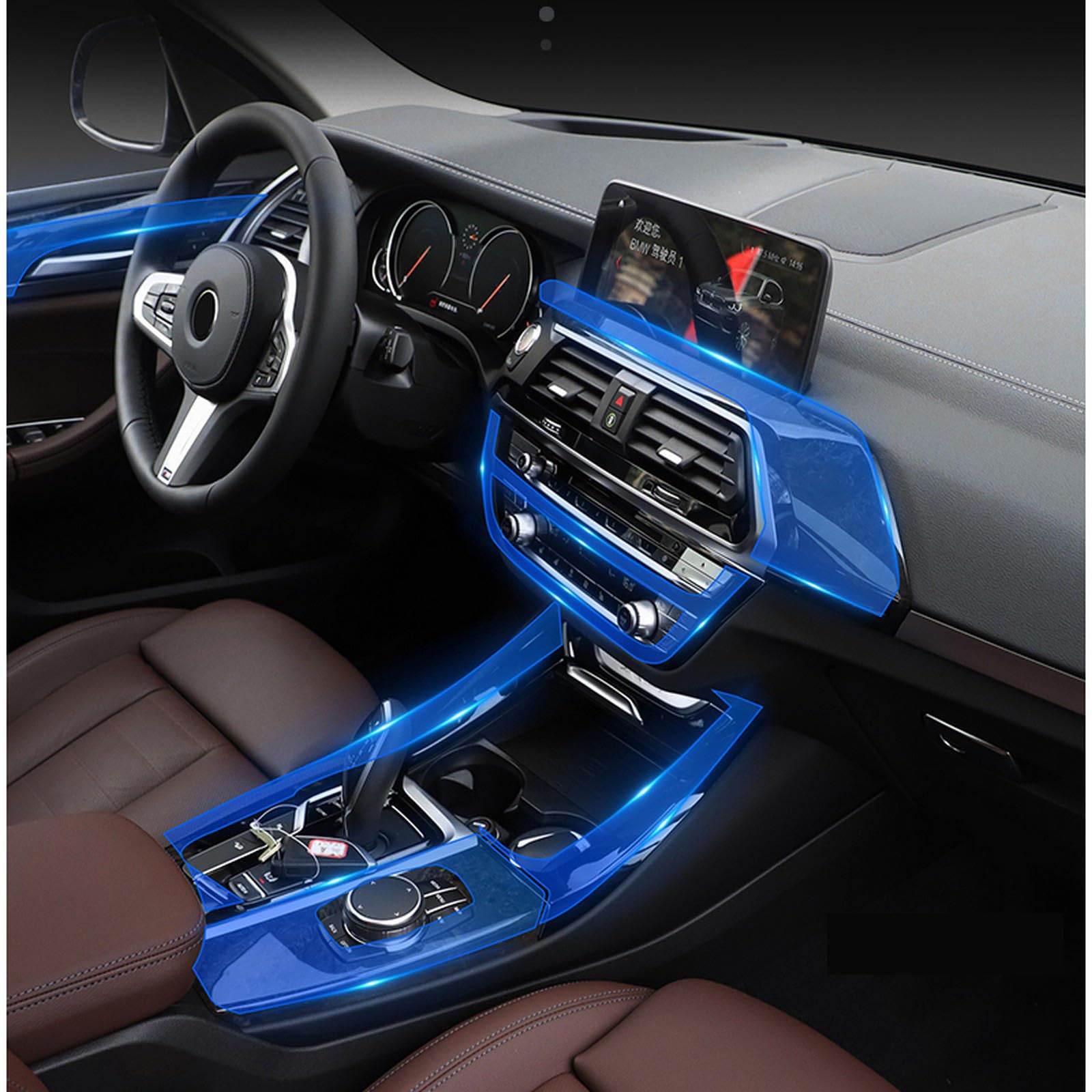PACSCI Auto Innenraum Armaturenbrett Folie Schutzaufkleber für BMW X3 X4 F25 F26 G01 G02 2020 2019 2018, TPU transparente Getriebeplatte von PACSCI