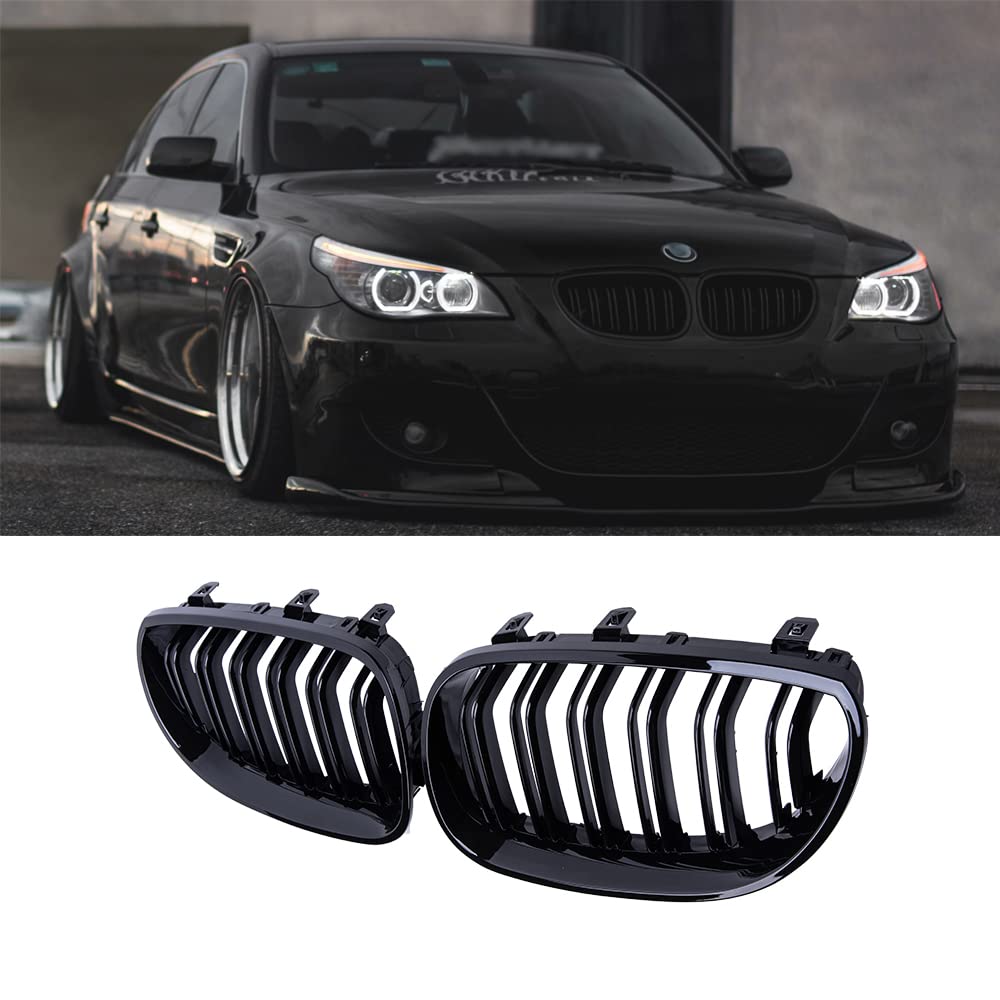 PAISEN Kühlergrill E60,Zubehör Sport Frontgrill,Glanz Schwarz Doppelsteg Sport Kühlergrill für 5er E60 E61 M5 2003–2009 E60 E61 PAISEN Kühlergrill E60,Zubehör Sport Frontgrill,Glanz Schwarz Doppelsteg Sport Kühlergrill für 5er E60 E61 M5 2003–2009 E60 E61 von PAISEN