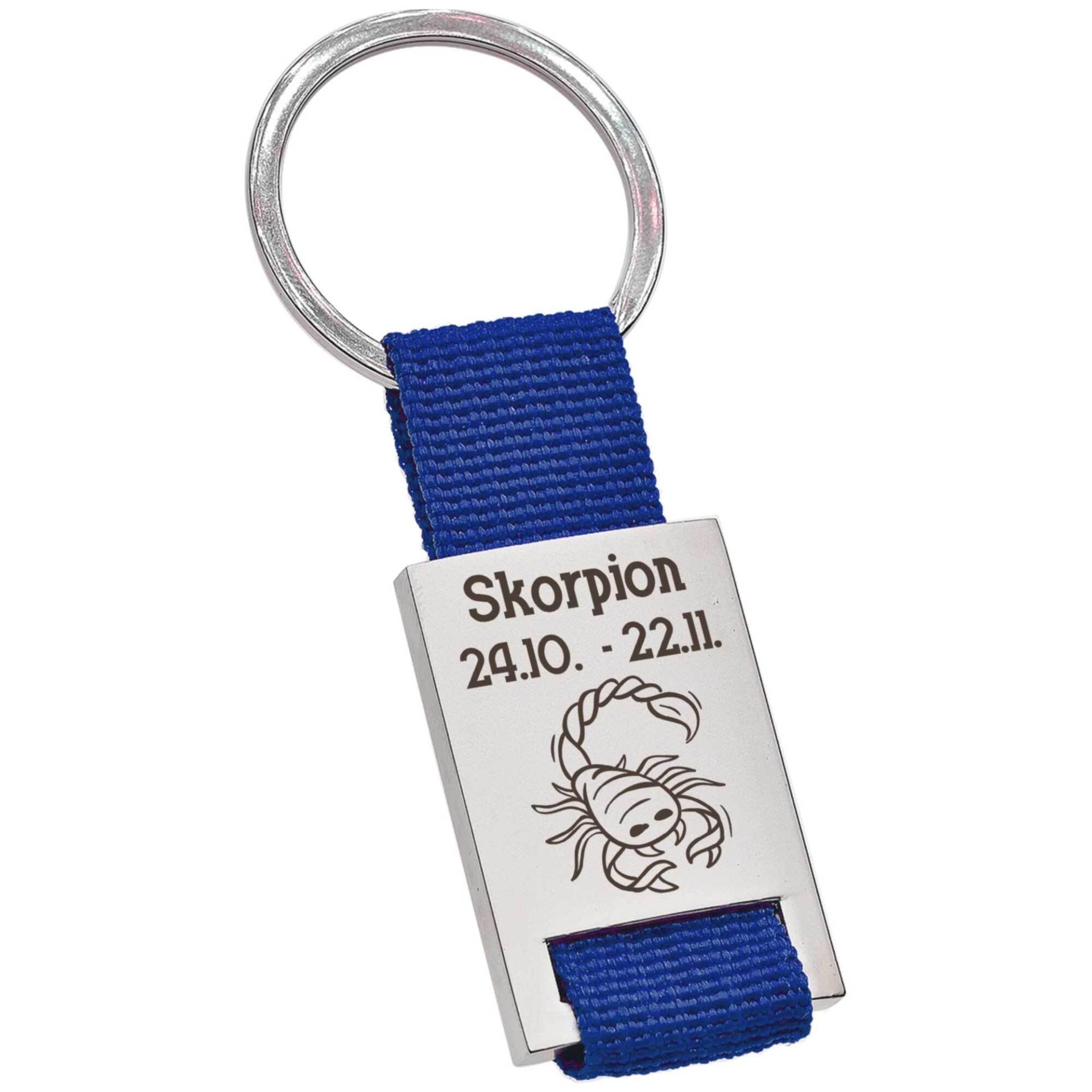 PAKADI Schlüsselanhänger mit Gravur - Sternzeichen Skorpion Farbe blau PAKADI Schlüsselanhänger mit Gravur - Sternzeichen Skorpion Farbe blau von PAKADI